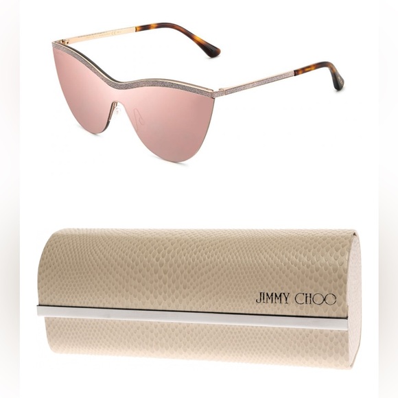 JIMMY CHOO KRISTEN SUNGLASSES - Trendy Shield Mask Silhouette Sunglasses - Picture 1 of 5